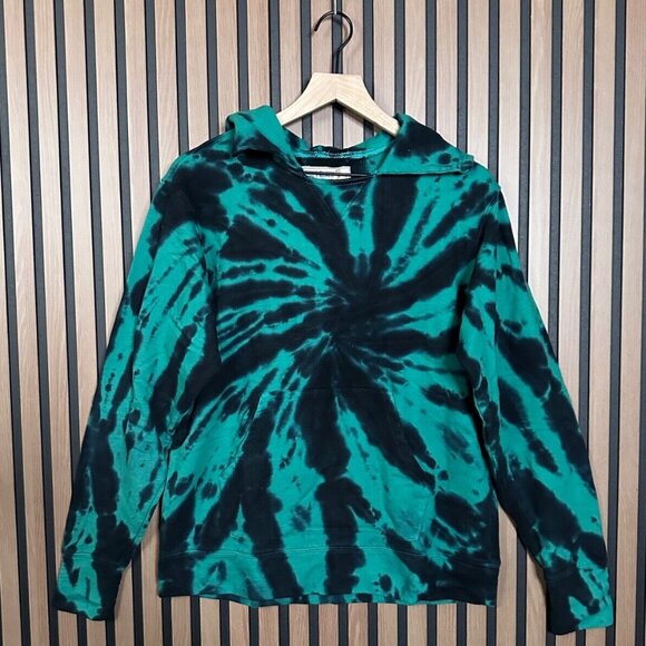 New Sandrine Rose Hoodie Small Womens Green Tie Dye Pullover Fleece Sweatshirt - Picture 1 of 8
